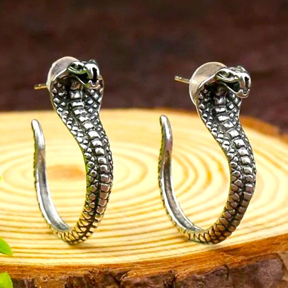 Silver Snake Earrings